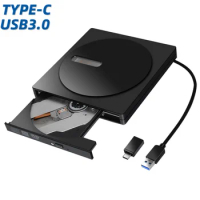 Portable External CD-RW DVD-RW Type C&amp;USB3.0 CD DVD ROM Player Drive Writer Rewriter Burner for MacBook Air/Pro Laptop