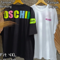 KAOS CEWEK LENGAN BIASA LD 130 FIT TO 4XL WARNA HITAM PUTIH BLACK WHITE MOTIF MOSCHI GIORDAN LEVIS B
