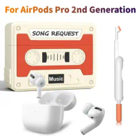 Cassette Silicone Earphone Protective Case for Air Pods Pro 2nd Generation with Earphone Charging Box Dust Removal Cleaner Tools