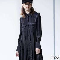 【iROO】斜紋緞面經典設計洋裝