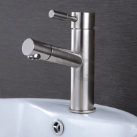 SUS 304 Stainless Steel Pull Out Hot and Cold Water Basin Faucet Single Liver