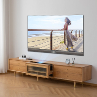 家用激光投影仪电视柜智能短焦北欧实木橡木伸缩架定制专用