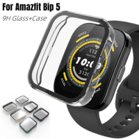 Glass Case for Amazfit Bip 5 Hard PC All-around Bumper Protective Cover Screen Protector for Amazfit Bip5 Accessories