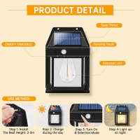 HEMAT OOKAS  lampu led lampu tenaga surya kamar sorot lampu hias lampu dinding outdoor taman sensor 