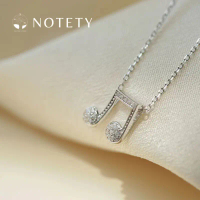 โปรโมชั่น MNLสร้อยคอจี้ตัวโน้ต NOTETY ตัวอักษร น่ารัก เครื่องประดับแฟชั่น ไม่ลอกดำ เงินแท้925