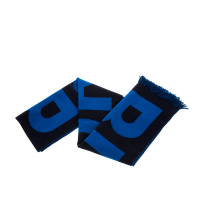 【BURBERRY 巴寶莉】經典品牌大LOGO徽標羊毛流蘇圍巾(暗炭灰藍色)