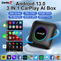 CarlinKit Smart TV Box Android 13 LED SM6225 8-Core 8GB+128GB Wireless Android Auto CarPlay AI Box FOTA Upgrade GPS Online Video