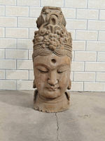 木雕佛像造像擺飾，素皮殼工藝，觀音佛首，高80厘米