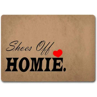 Funny Welcome Homie Personalized Area Rugs Shoes Off Homie Doormat Anti-Slip Flannel Doormats Front Porch Decor Area Rugs Novelt