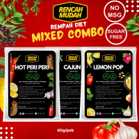 3 PACKS MIXED COMBO SPICES PERAPAN DIET CAJUN + HOT PERI PERI + LEMON POP