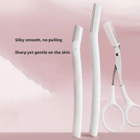 Xirui High Precision Stainless Steel Eyebrow Scissors Set, Straight Handle Eyebrow Razor with Protec