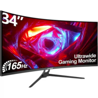 34 Inch Ultrawide Curved Gaming Monitor, 1500R PC Screen 165hz UWQHD 3440x1440, Curved Computer Screen with FreeSync,Support Wal
