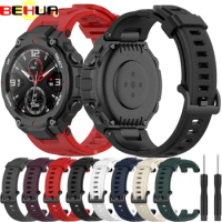 Soft Silicone Bracelet Band with Tool Replacement Sport Strap For Huami Amazfit T-Rex /T-Rex Pro Smartwatch Adjustable Watchband