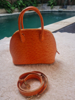 Tas Orange Ostrich 05, kulit asli