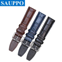 SAUPPO suitable for IWC PORTOFINO Calf Skin Leather Watch Strap Black Brown Navy Blue Top Layer Leather Men Watch Accessories