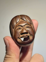 民國日本回流老木雕面具吞口煙寵