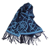 Vivienne Westwood 星球圖騰流蘇圍巾(深藍)