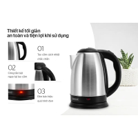 Hàng công ty Ấm siêu tốc sunhuse , ấm siêu tốc inox 1.8 lít , ấm siêu tốc inox sunhouse model mới nḣ