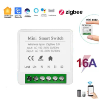 Tuya Zigbee 16A Mini Smart Switch Module 2Way Control Smart Life APP Voice Control Works With Alexa Alice Google HomeKite Welink