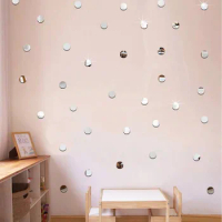 100pcs/set 3D Little Polka Circle Acrylic Mirror Surface Wall Sticker Kids Room Decoration Wallpaper Removable Round Wall Decals