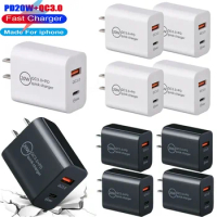 100pcs 20W Quick Charging A+C PD Wall Charger Portable Power Adapters For Iphone 12 13 14 Pro Samsung S22 htc xiaomi huawei