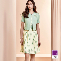 ILEY 伊蕾 氣質緹花印花假兩件式洋裝(淺綠色；M-XL；1241017404)