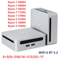 SZBOX Ryzen 7 5800H 5825U 7530U 7730U 4800H 5600H 5500U Mini PC Windows 11 DDR4 3200Mhz NVMe SSD WiFi6 BT5.2 Gamer Desk Computer