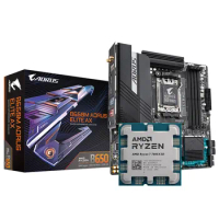 New AMD Ryzen 7 7800X3D R7 7800X3D CPU Processor + Gigabyte B650M AORUS ELITE AX DDR4 LGA 1700 Intel B650 Motherboard Suit