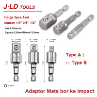JLD Adaptor Mesin bor ke Impact Adapter Kepala Bor Hex 6.35mm Kunci Socket Impact Driver 1/4\ 3/8\" 