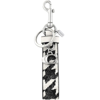 COACH 黑色千鳥格紋PVC鑰匙圈