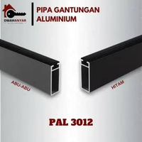 Pipa Gantungan Baju MODERN Aluminium Kotak 3012 Huben include Braket HITAM POT JD 3 1M + BRACKET 3 P