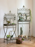 掬涵 復古方形花架花托花盆架歐式櫥窗裝飾花園雜貨置物架道具