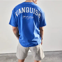 Muscle Fitness Dog Short Sleeve Men's Elastic Cotton Basketball Brother Training Shirt Versatile Loose Half Sleeve Sports and Ca