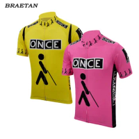 once cycling jersey pink yellow retro clothing cycling wear summer classic bicycle clothes cycling clothing hombre