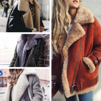 Sheep coat Fur cotton coat for women with lapel