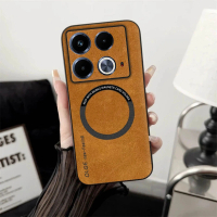 Case Compatible For Infinix Note 40 Leather Magnetic Support Magsafe Wireless Charging