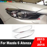 Front Head Light Lamp Trim Cover For Mazda 6 Mazda6 Atenza 2013 2014 2015 Chrome Car Headlight Molding Garnish Trims Accessories