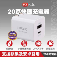 【領券折300 點數4%】        大通PWC-2011MW 20W快充USB電源供應器(1A1C)白