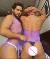 Men Teddy Sexy Lingerie Hot Open Crotch Sex Costumes Black Mesh Pantyhos Bodysuit Intimate Men Elastic Underwear Stockings