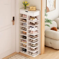 Simple Wooden Shoe Cabinets Rack Multi-layer Living Room Vertical Shoe Racks Home Furniture Large Capacity Balcony Shoe Cabinet