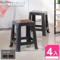 【KEYWAY 聯府】大木紋休閒椅-4入 深咖啡/深灰(塑膠椅 餐椅 MIT台灣製造)