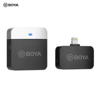 BOYA BY-M1LV-D 2.4GHz Wireless Microphone System Transmitter + Receiver Mini Recording Mic for Smartphone Tablet Vlog Recording
