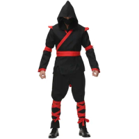 Adult Men Masked Warrior Ninja Japanese Samurai Top Pants Belt Set Halloween Cosplay Costumes Role Play Outfit