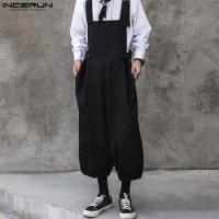 INCERUN Men's Fashion Suspender Jumpsuits Loose Fit Streetwear Overalls