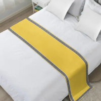 Yellow Geometric Zigzag Greek Pattern High Quality Bed Flag Hotel Cupboard Table Runner Parlor Wedding Home Decor Bed Runner