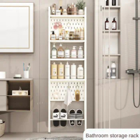 Wall-mounted Storage Shelf for Entryway, Multi-layer Bathroom Storage Rack with Pegboard, Metal Wall Hanging Rack for Home Decor