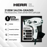 HERR 6900 2100W Salon Ionic Hair Dryer with Diffuser/ Ionic Hair Dryer for Salons (LIMITED EDITION) 