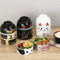 日本製便當盒日製飯盒多層餐盒和風便當盒個性傳統兩層-將/姬/黑貓/白貓【AAA3750】