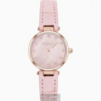 【COACH】COACH手錶型號CH00146(粉紅色錶面玫瑰金錶殼粉紅真皮皮革錶帶款)