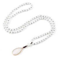 High Quality 108 Mala Beads Necklaces For Women Men Natural Stone White Porcelain Boho Yoga Handmade Necklace Men Prayer Jewelry